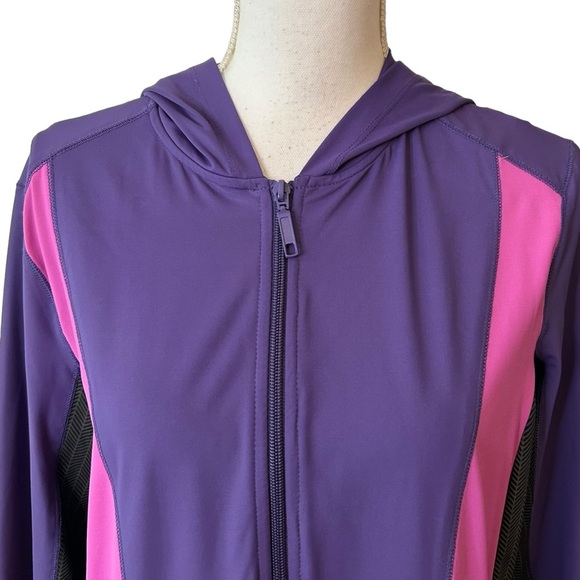 Tranquility by Soma Full Zip Color Block Activewear Hooded Jacket SZ Med… - Picture 2 of 7